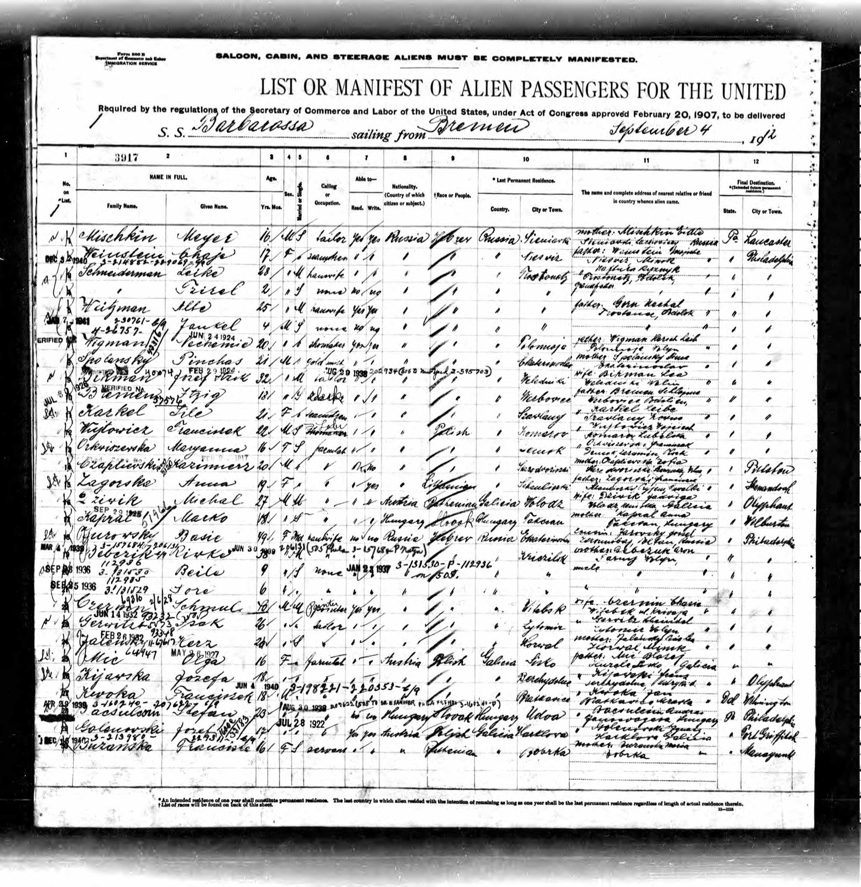 Sile Karkel: 1912 Barbarossa manifest, first sheet: full source